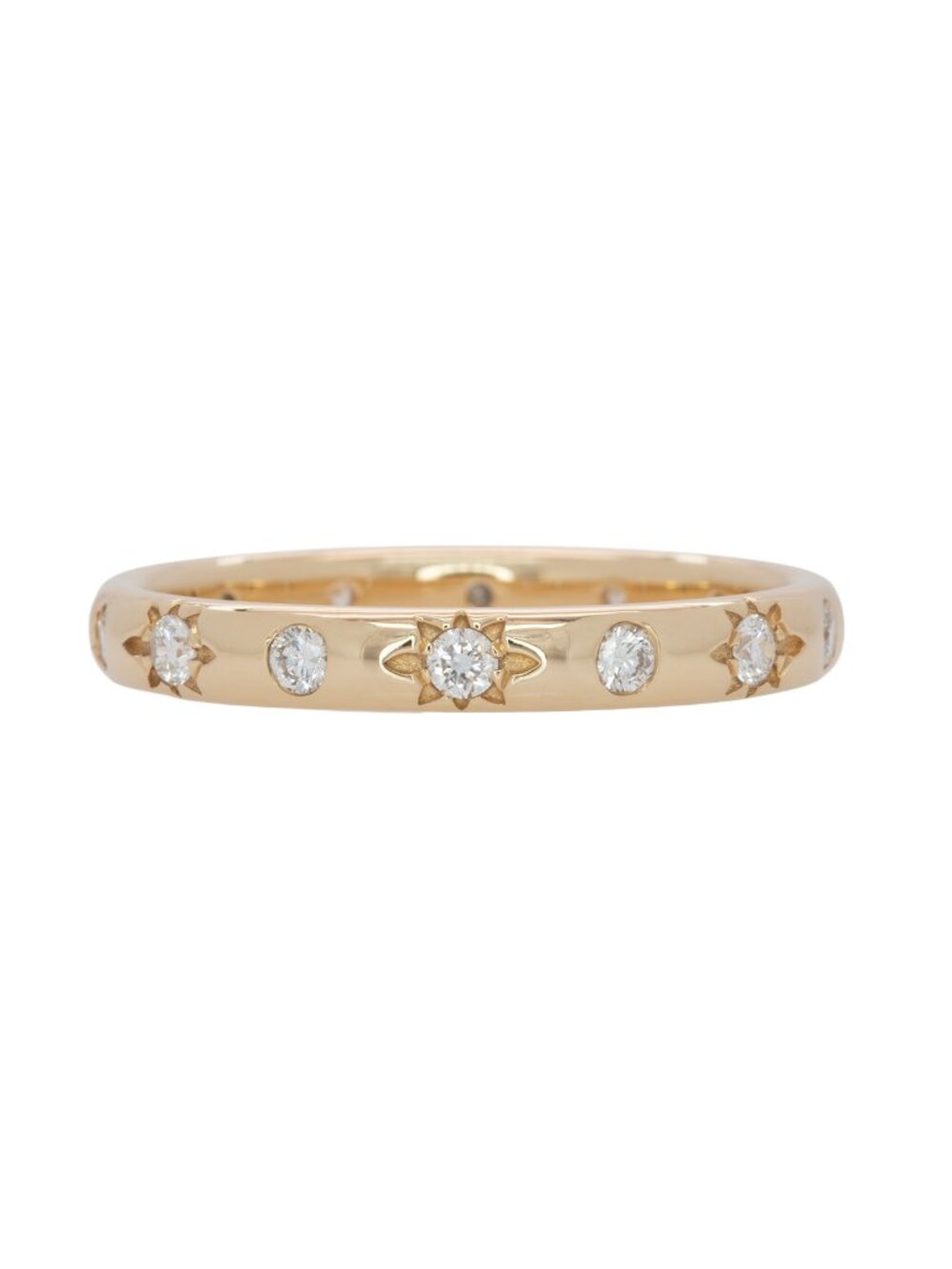 Beautiful Natural Diamond Band Ring in Solid 14K Yellow Gold
